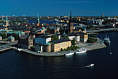 Luftaufnahme von der Altstadt und Södermalm, Stockholm, Schweden, Europa