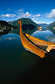 Viking boat, Lustrafjord, Sogn og Fjordane, Norwegen