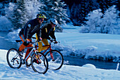 Mountainbike, Winter, Oberbayern, Deutschland