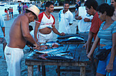 Fischer zerlegt seinen Fang, Isla Margaherita Venezuela