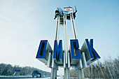 Place-name sign at the roadside Omsk, Siberia