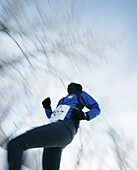 Runner at Ice Marathon in Omsk, Sibiria, Russia