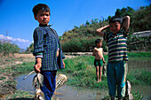 Kinder beim Fischen, Luang Prabang Laos