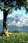 Girl Hiking, Traun Lake, Traunstein Mtn. Salzkammergut, Austria