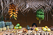 Girl with Local Fruits, Tiki, Theatre Village, Moorea French Polynesia