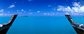 Catamaran Bow & Aitutaki Lagoon, Aitutaki, Cook Islands, South Pacific