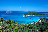 Petit Rameau, Royal Clipper sailing ship in the background, Tobago Cays, St. Vincent and The Grenadines, Caribbean