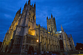 Canterbury Cathedral at dusk, Canterbury, Kent, England, Great Britain