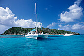 Sailing boat near Jamesby Island, Tobago Cays, St. Vincent and The Grenadines