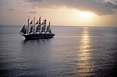 Royal Clipper at sunset, ST. Lucia Arial Photo