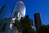 St. John' s Church, Skyscrapers, Houston, Texas USA