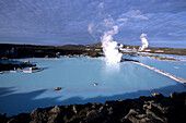 Bathing in Blue Lagoon, Svartsengi Geothermal Plant, Near Grindavik, Iceland
