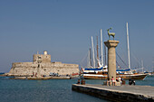 Mandraki Harbor Entrance, Rhodes, Dodecanese Islands, Greece