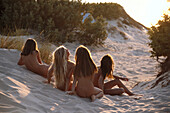 Girls on beach, Corsica, France