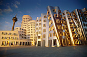 Rheinturm und neuer Zollhof, Düsseldorf, Nordrhein-Westfalen, Deutschland, Europa