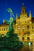 Town Hall and Brabo fountain, Grote Markt, Antwerp, Belgium