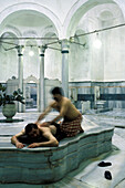 Men in a Turkish bath, Istanbul, Turkey