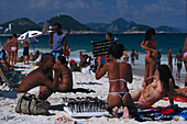 People on the beach, Copacabana, Rio de Janeiro, Brazil, South America, America