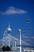 Gondelbahn vor dem Vasco da Gama Turm, Parque das Nacoes, Lissabon, Portugal, Europa