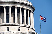 National Capitol Building and Cuban Flag, Havana, Cuba