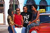 People & Old Taxi, Havana Cuba, Caribbean