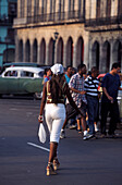 People in the street at the old town, Havana, Cuba, Caribbean, America