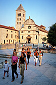 People in front of the Church of Our Lady, Zadar, Dalmatia, Croatia, Europe