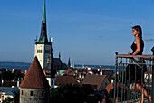 View to City Walls&St. Olaf´s Church, Tallinn Estonia