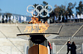 Olympic Flame and Olympic Rings, Panathenian Stadium, Athens, Greece