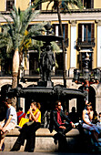 Fountain Facades Barcelona, Fountain Placa Reial Old City, Barcelona, Catalonia, Spain