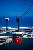 Cable Car Barcelona, TransbordadorAeri, cable car over harbour and Torre de Sant Sebastia, Barcelona, Catalonia, Spain