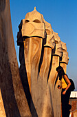 Chimneys Casa Mila Barcelona, Chimneys at the roof of Casa Mila, La Pedrera, Barcelona, Catalonia, Spain