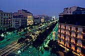 View from Hotel Comtes de Barcelona, Passeig de Gracia, Barcelona, Catalonia, Spain