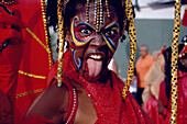 Frau in Karnevalskostüm, Mardi Gras, Port of Spain, Trinidad und Tobago, Karibik