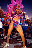 Woman in costume dancing at Mardi Gras, Carnival, Port of Spain, Trinidad and Tobago, Caribbean