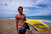 Surfer, Board, Beach, Surfer on the beach of Cabarete, Dominican Republic