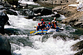 People rafting on the river Rio Vaque del Norte, Rancho Balquate, Jarabacoa, Dominican Republic, Caribbean