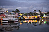 Restaurants, Harbour, Illumination, Marina, Le Gosier, Pointe-a-Pitre, Grande Terre, Guadeloupe, Caribbean Sea, America
