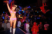 Female dancer in Disco Pacha, Ibiza Stadt, Ibiza, Balearic Islands, Spain