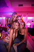 Group of smiling young women, South Beach, Miami, Florida, USA, America