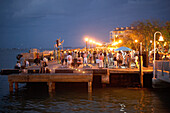 Pier filled with spectators at the daily sunset ce, Mallory Square, Key West, Florida Keys, Florida, USA