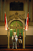 Lipizzan horse with horseman, Spanish Court Riding School, Vienna, Austria