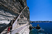 Escalier du Roi d´Aragon, Bonifacio, staircase in the cliffs of Bonifacio Corsica, France