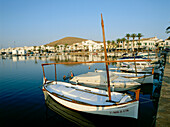 Village view with port, Fornells, Menorca, Minorca, Balearic Islands, Mediterranean Sea, Spain