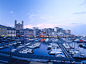 Marina in front of the church Eglise Saint Jean Baptiste, Corsica, France