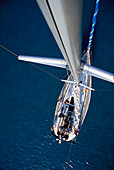 View from the top of a mast, Sailing boat, Mallorca, Spain