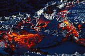 Glühendes Lava, Piton Kapor, Enclos foque, La Réunion, Indischer Ozean