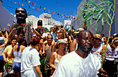 People celebrating at the festival La Rama, Festival of branches, Fiesta, Agaeta, Gran Canaria, Canary Islands, Spain