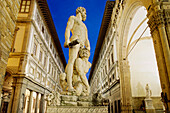 Sculpture of Hercules and Cacus by Baccio Bandinelli beetween Uffizi Gallery and Loggia dei Lanzi, Florence, Tuscany, Italy