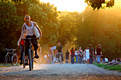 Biker in the park, Berlin, Germany